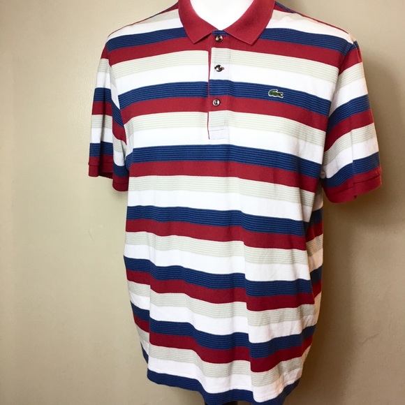 Red white and blue lacoste shirt Clearance
